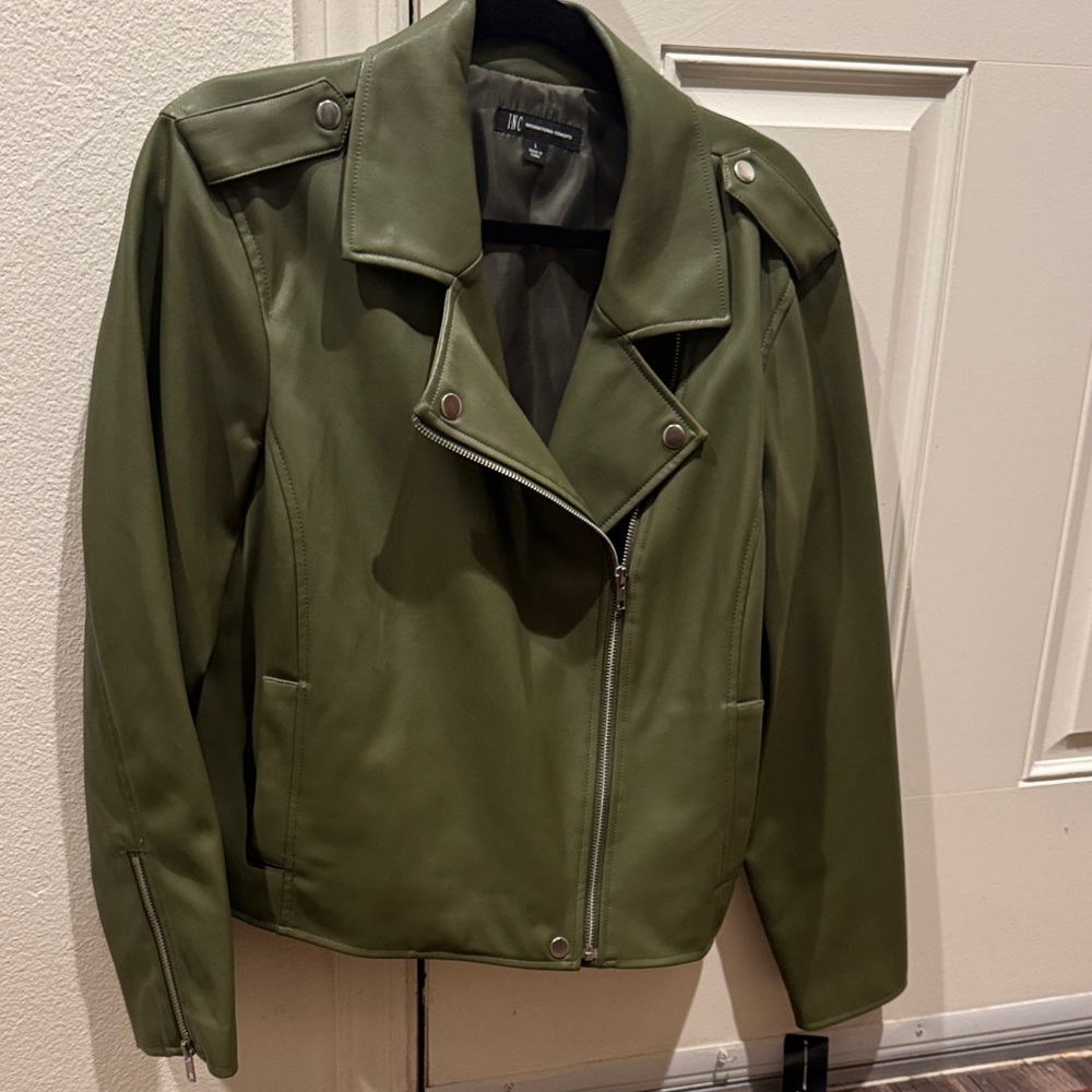 INC International Concepts Olive Leather Jacket